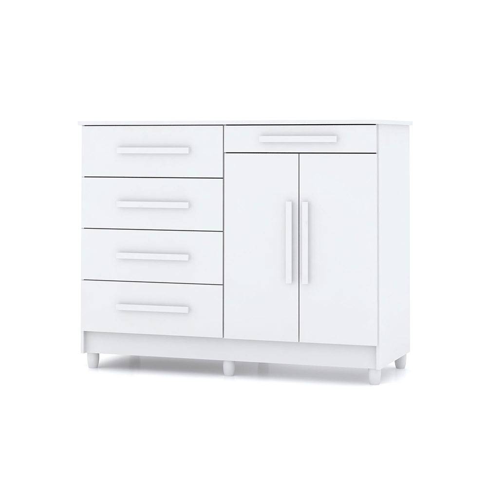 Cómoda Ginesta Blanco 122x96.5cm De Cinco Hileras con Cinco Cajones - Cajoneras | Bylmo