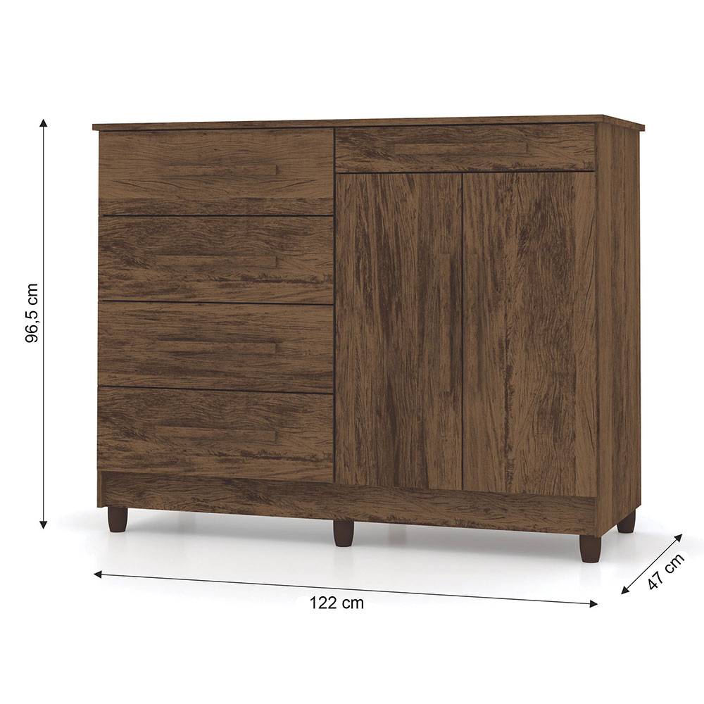 Cómoda Ginesta Marron 122x96.5cm De Cinco Hileras con Cinco Cajones - Cajoneras | Bylmo