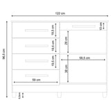 Cómoda Ginesta Marron 122x96.5cm De Cinco Hileras con Cinco Cajones - Cajoneras | Bylmo