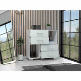 Cómoda Krista Blanco 90x90cm De Cuatro Hileras con Cuatro Cajones - Cajoneras y Comodas | Bylmo