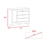 Cómoda Logan Duna y Blanco 110 cm con Tres Cajones y Una Puerta - Cajoneras | Bylmo