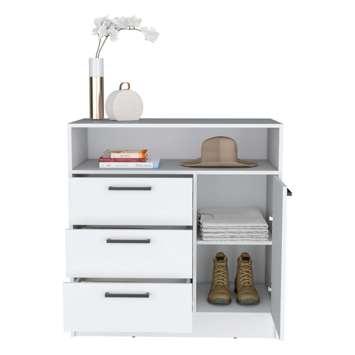 Cómoda Omaha Blanco 90x93cm De Tres Hileras con Tres Cajones - Cajoneras y Comodas | Bylmo