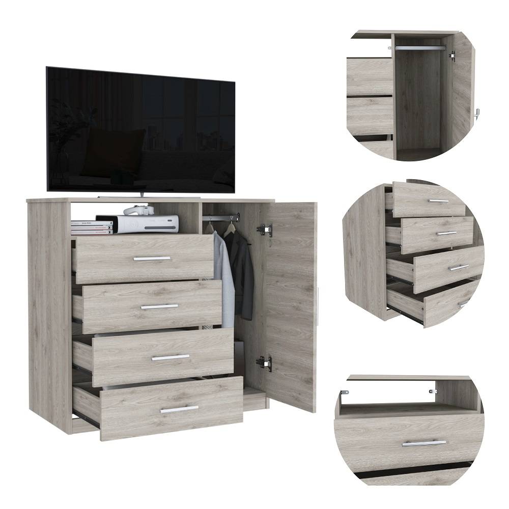 Cómoda Peru Ceniza 91x89.2cm De Cuatro Hileras con Cuatro Cajones - Cajoneras | Bylmo