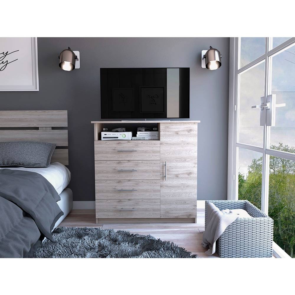 Cómoda Peru Ceniza 91x89.2cm De Cuatro Hileras con Cuatro Cajones - Cajoneras | Bylmo