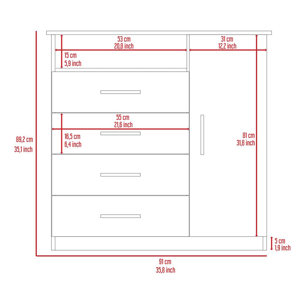 Cómoda Peru Ceniza 91x89.2cm De Cuatro Hileras con Cuatro Cajones - Cajoneras | Bylmo
