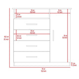 Cómoda Peru Ceniza 91x89.2cm De Cuatro Hileras con Cuatro Cajones - Cajoneras | Bylmo