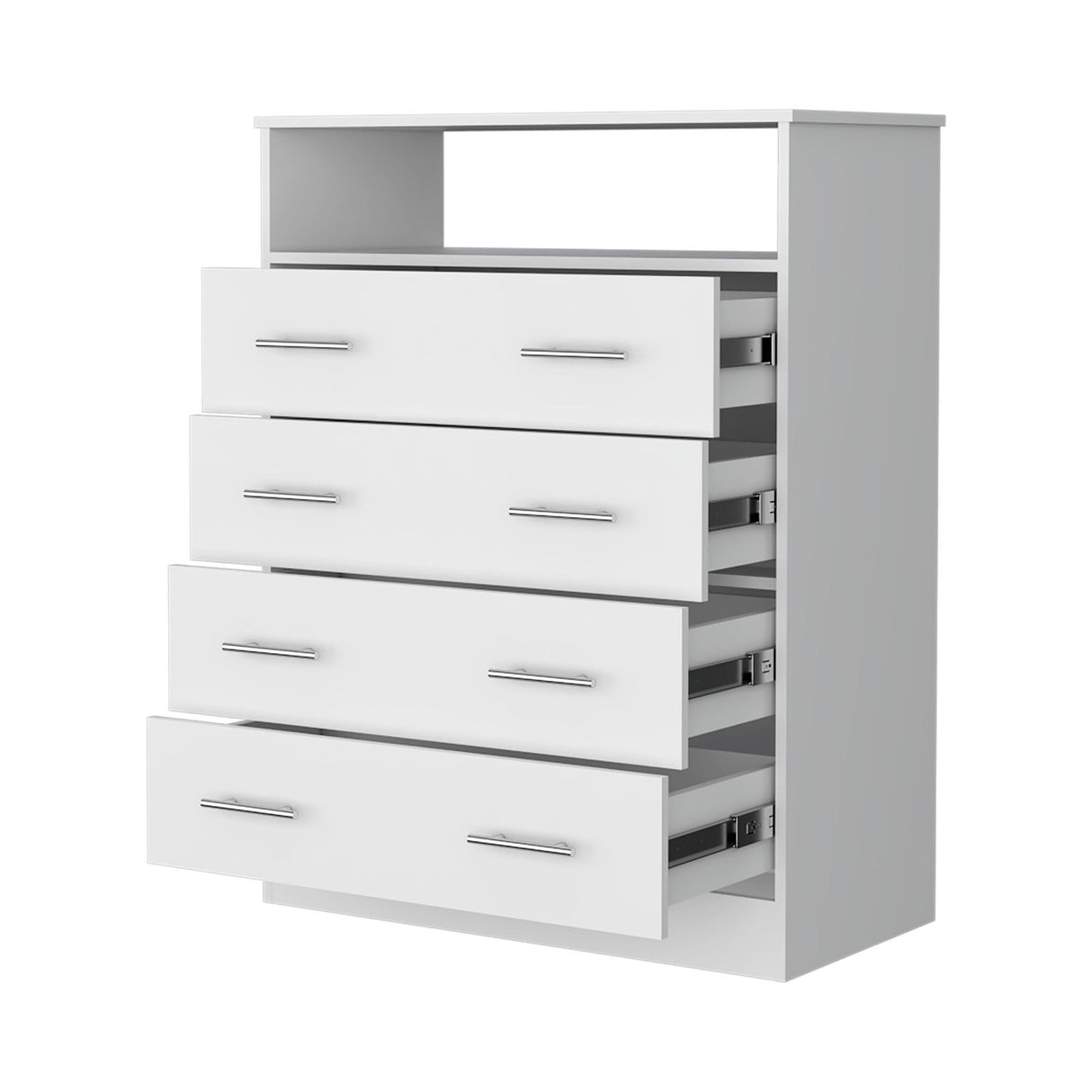 Cómoda Peru Blanco 84x110cm De Cuatro Hileras con Cuatro Cajones - Cajoneras y Comodas | Bylmo