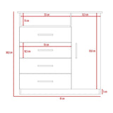 Cómoda Peru Caramelo y Blanco 91x88.6cm De Cuatro Hileras con Cuatro Cajones y con Espacio para TV - Cajoneras | Bylmo