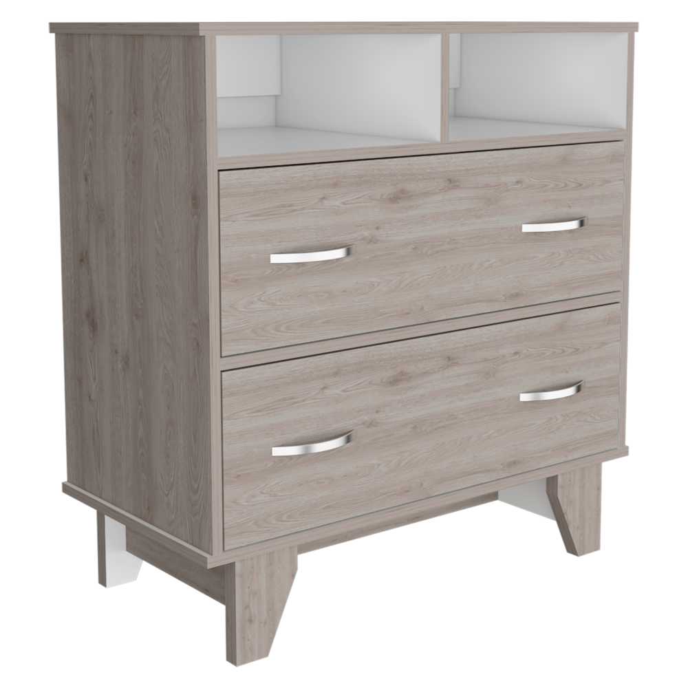 Cómoda Ponova Ceniza 80 cm con Dos Cajones - Cajoneras | Bylmo