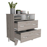 Cómoda Ponova Ceniza 80 cm con Dos Cajones - Cajoneras | Bylmo