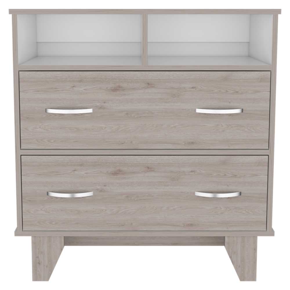 Cómoda Ponova Ceniza 80 cm con Dos Cajones - Cajoneras | Bylmo
