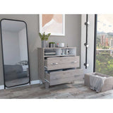 Cómoda Ponova Ceniza 80 cm con Dos Cajones - Cajoneras | Bylmo