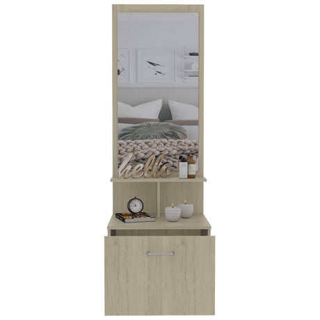 Mesa de Noche Turim Rovere y Blanco 54x170.7cm con Un Compartimiento y con Espejo - Cajoneras | Bylmo