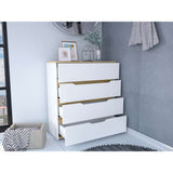 Cómoda Zoe Blanco Nevado y Duna 80 cm con Cuatro Cajones - Cajoneras | Bylmo