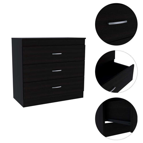 Cómoda Melia Wengue 80x75.7cm De Tres Hileras con Tres Cajones - Cajoneras | Bylmo