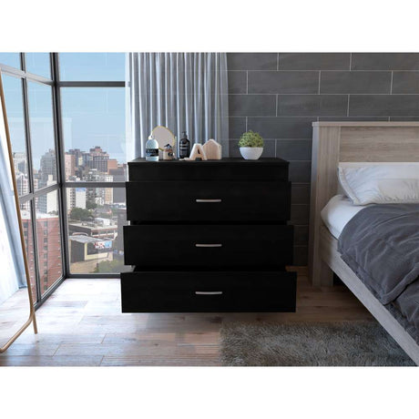 Cómoda Melia Wengue 80x75.7cm De Tres Hileras con Tres Cajones - Cajoneras | Bylmo