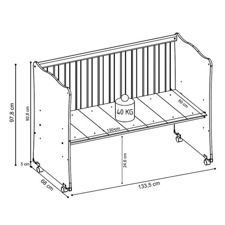 Cuna Rosario Blanco 133.5x97.8cm para Colchón Infantil 60 X 130 Cm con Cabecero - Camas y Cabeceros | Bylmo
