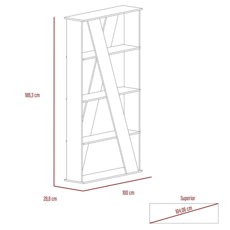 Divisor de Espacios Beijing Rovere 100x186.3cm con Cuatro Compartimientos - Bibliotecas | Bylmo