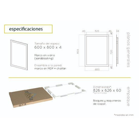 Espejo de Baño Catania Plateado 60x80cm Rectangular con Biselado - Espejos de Baño | Bylmo