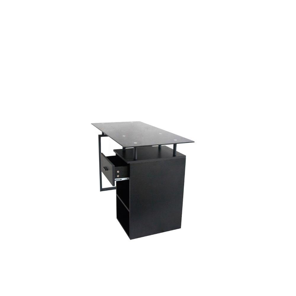Escritorio Millau Negro 110 cm con Cajón y Entrepaños - Escritorios y Archivadores | Bylmo