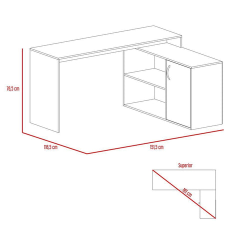 Escritorio en L Axis Wengue 151.5x76.5cm sin Cajones y con Organizador de Libros - Escritorios y Archivadores | Bylmo
