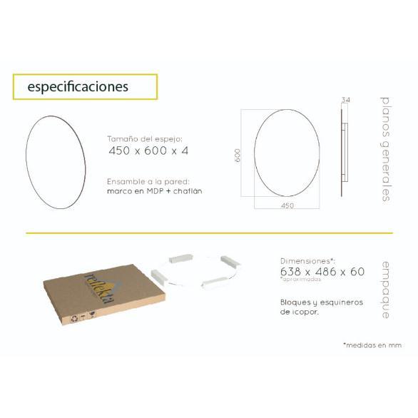 Espejo de Baño Napoli Plateado 45x60cm Ovalado con Biselado - Espejos de Baño | Bylmo