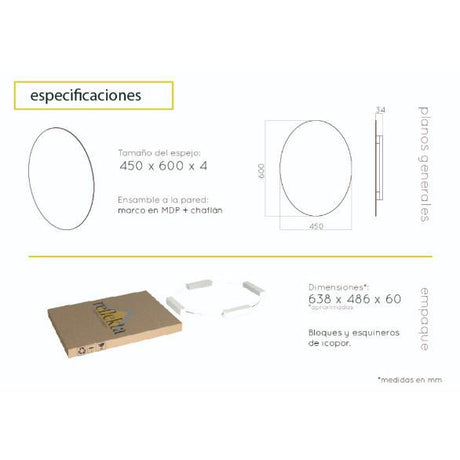 Espejo de Baño Napoli Plateado 45x60cm Ovalado con Biselado - Espejos de Baño | Bylmo