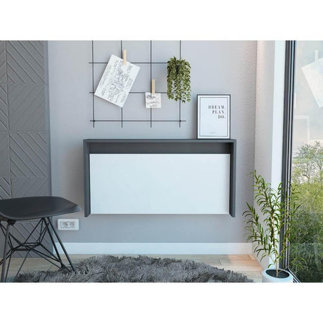 Escritorio Flotante The Wall Blanco Nevado y Plomo 100x51cm sin Cajones - Escritorios y Archivadores | Bylmo
