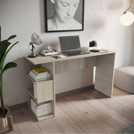 Escritorio Buriti Ceniza 120.9x73cm sin Cajones y con Organizador de Libros - Escritorios | Bylmo