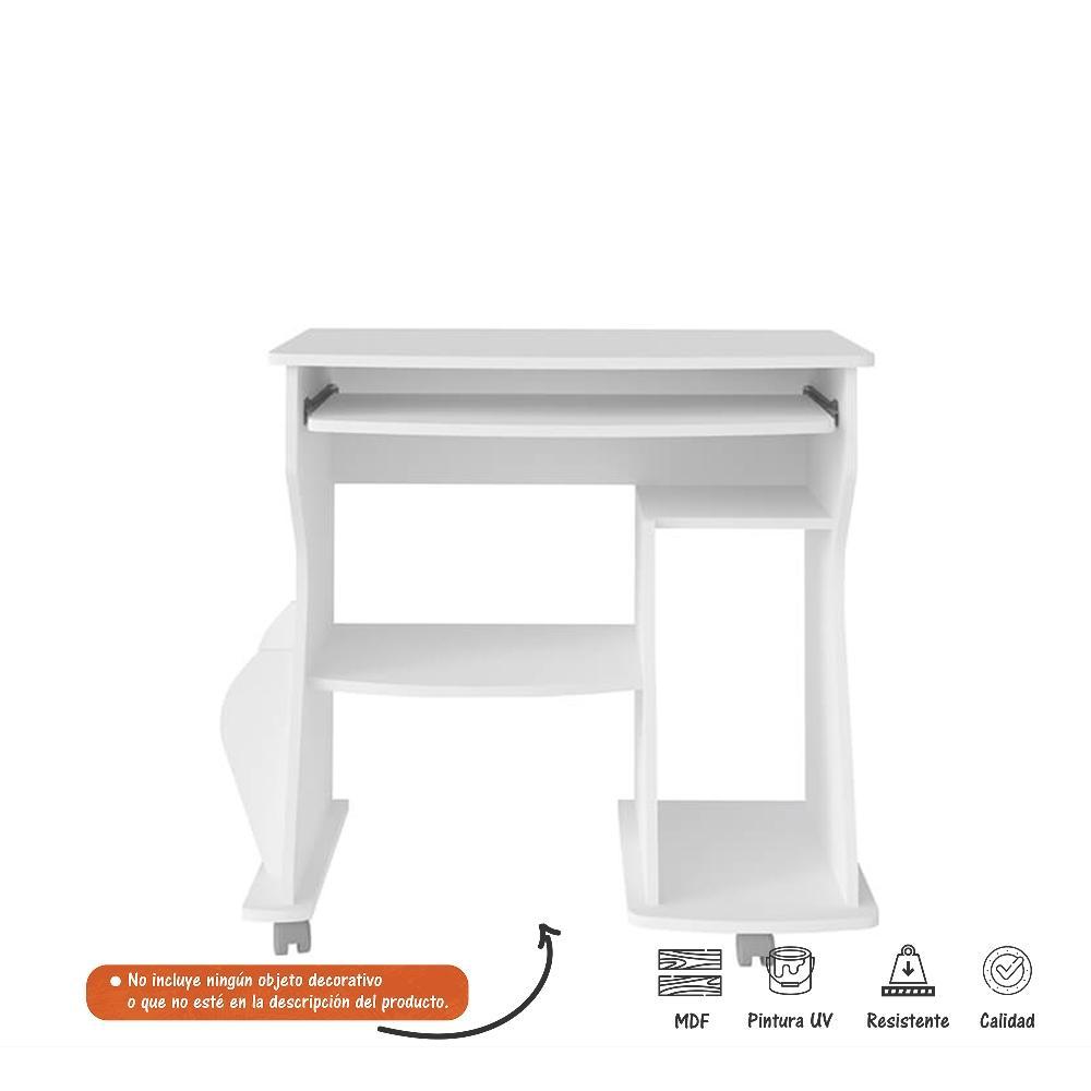 Escritorio Adelaide Blanco 88 cm con Revistero y Entrepaños - Escritorios y Archivadores | Bylmo