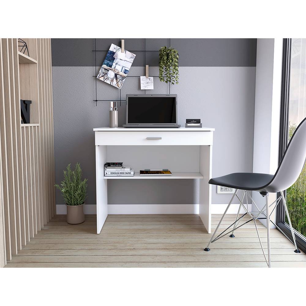 Escritorio 80 Blanco 80 cm con Cajón y Entrepaño - Escritorios y Archivadores | Bylmo