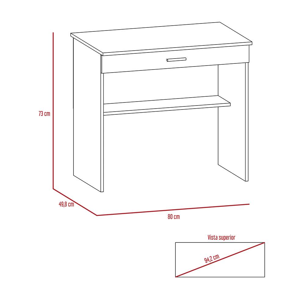 Escritorio 80 Blanco 80 cm con Cajón y Entrepaño - Escritorios y Archivadores | Bylmo