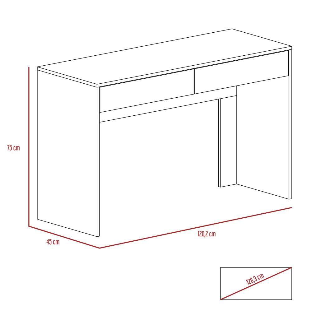Escritorio Acre Rovere y Blanco 120.2x75cm Con Dos Cajones - Escritorios y Archivadores | Bylmo