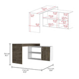 Escritorio en L Axis Bellota y Blanco 151.5x76.5cm sin Cajones y con Organizador de Libros - Escritorios y Archivadores | Bylmo
