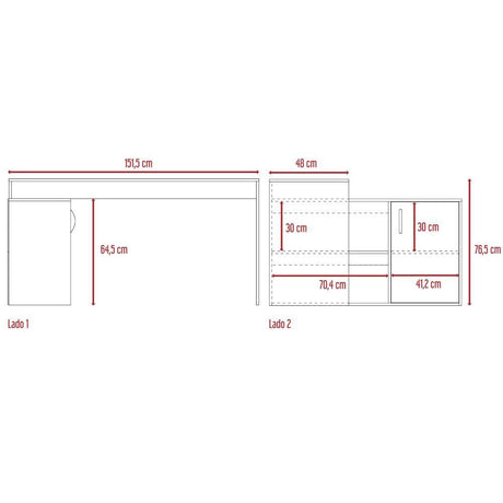 Escritorio en L Axis Ceniza 151x76.5cm sin Cajones y con Organizador de Libros - Escritorios y Archivadores | Bylmo