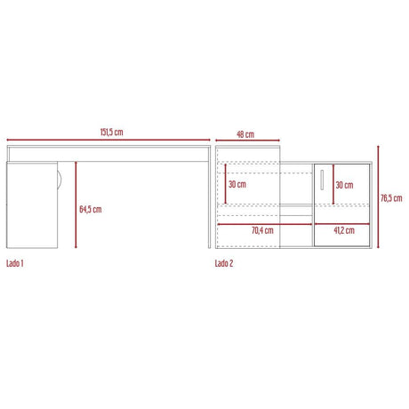 Escritorio en L Axis Duna 151.5x76.5cm sin Cajones y con Organizador de Libros - Escritorios y Archivadores | Bylmo