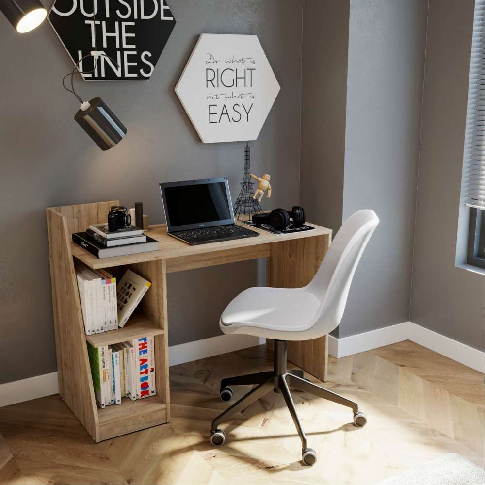 Escritorio Rovere 110x84.4cm sin Cajones y con Organizador de Libros - Escritorios y Archivadores | Bylmo
