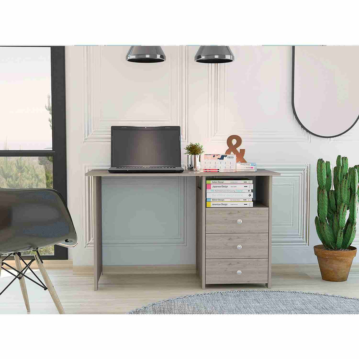 Escritorio Bianco Ceniza 120x75cm Con Tres Cajones - Escritorios | Bylmo