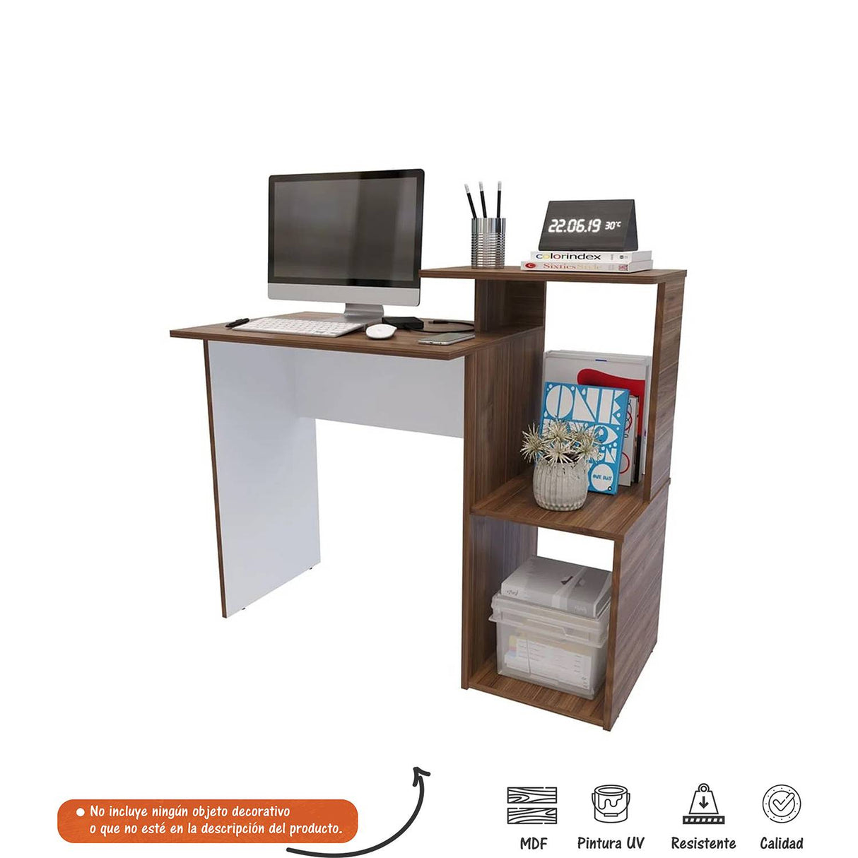 Escritorio Pietra Caramelo 101.5x86.6cm sin Cajones y con Organizador de Libros - Escritorios | Bylmo
