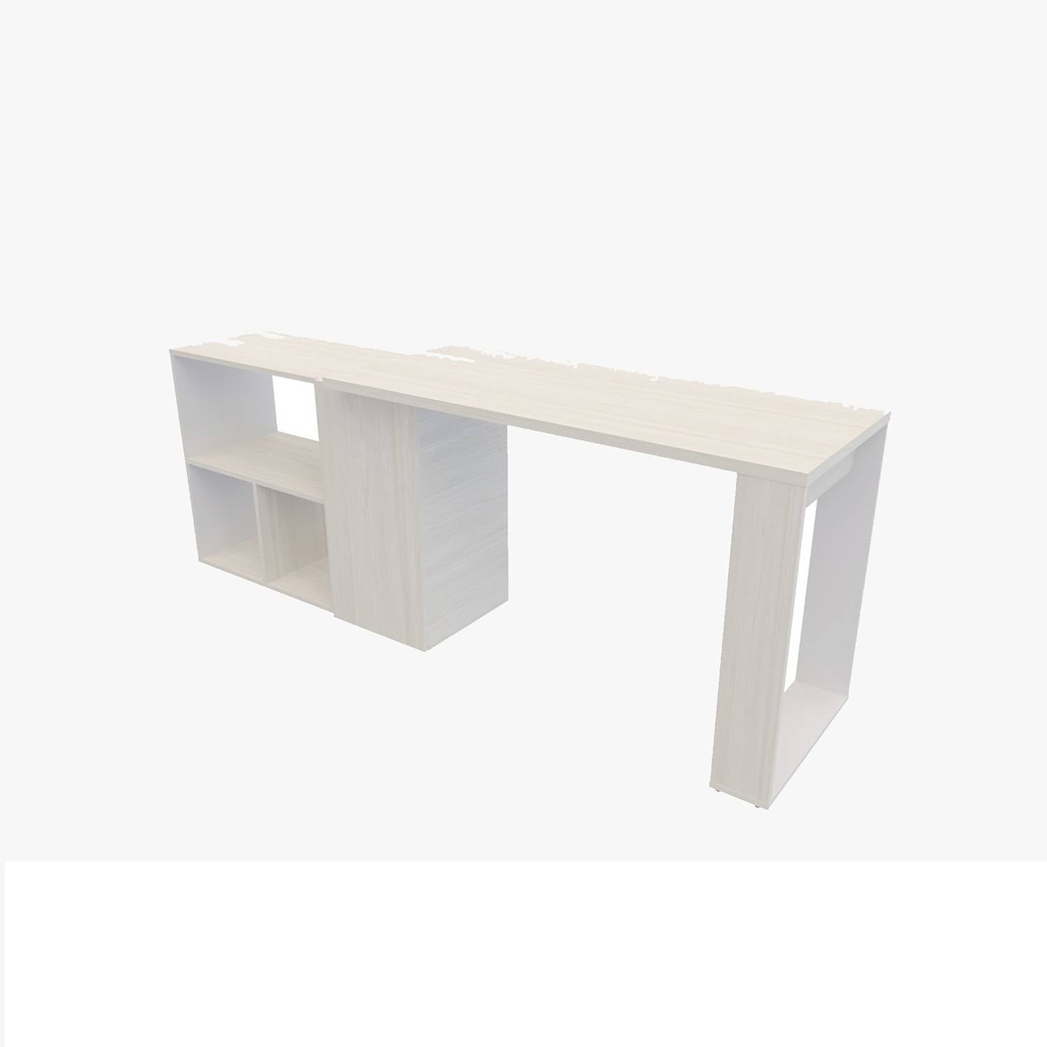 Escritorio Transformable 360G Niebla 126.4x72.5cm sin Cajones y con Organizador de Libros - Escritorios | Bylmo