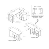 Escritorio Transformable 360G Niebla 126.4x72.5cm sin Cajones y con Organizador de Libros - Escritorios | Bylmo