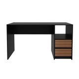 Escritorio Estrella Negro y Almendra 135.8x45cm con Dos Cajoes - Escritorios y Archivadores | Bylmo
