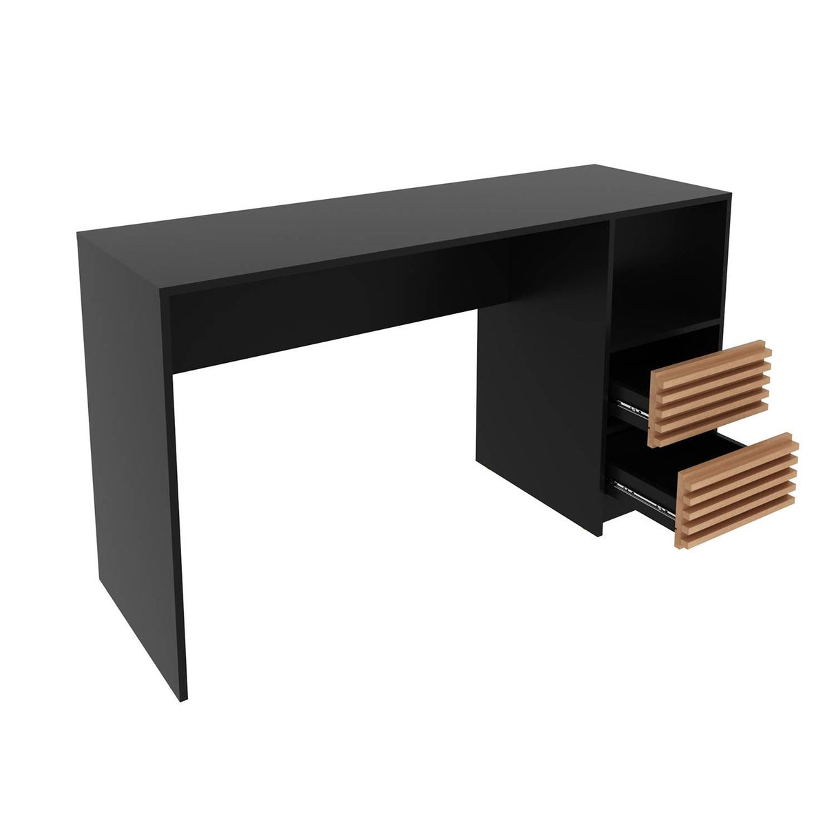 Escritorio Estrella Negro y Almendra 135.8x45cm con Dos Cajoes - Escritorios y Archivadores | Bylmo
