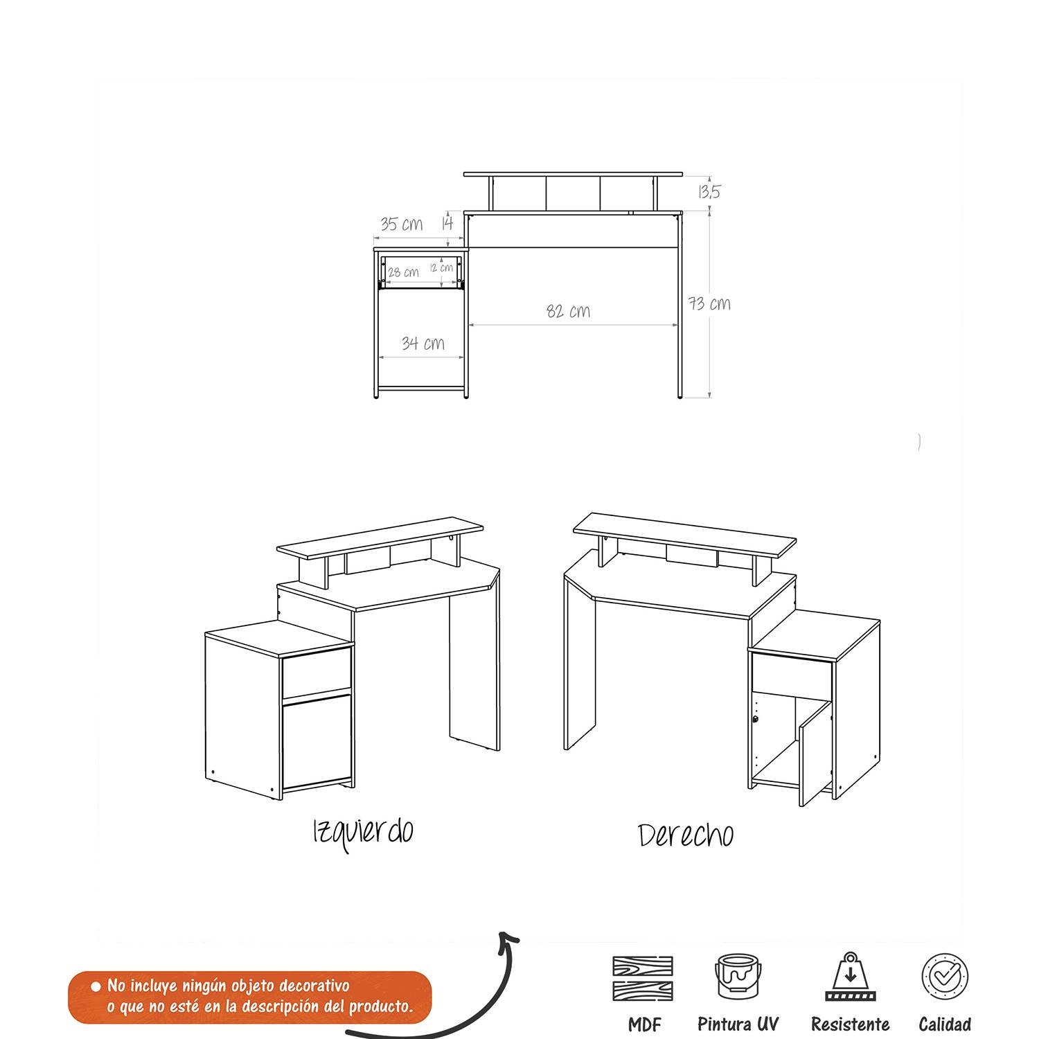 Escritorio Gamer Cora 120cm 1 cajón 1 puerta - Wengue - Escritorios | Bylmo