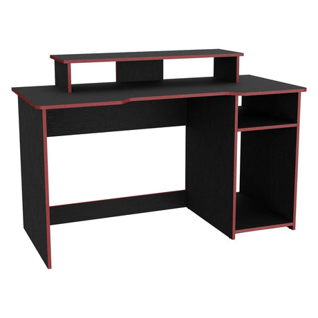 Escritorio Gamer Huni Wengue 136 cm con Entrepaño para Pantalla y Luz Led - Escritorios | Bylmo
