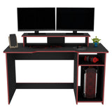 Escritorio Gamer Huni Wengue 136 cm con Entrepaño para Pantalla y Luz Led - Escritorios | Bylmo