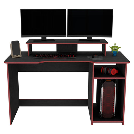 Escritorio Gamer Huni Wengue 136 cm con Entrepaño para Pantalla y Luz Led - Escritorios | Bylmo