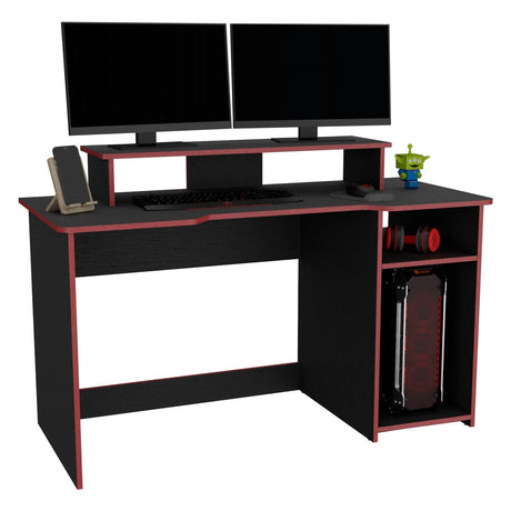 Escritorio Gamer Huni Wengue 136 cm con Entrepaño para Pantalla y Luz Led - Escritorios | Bylmo