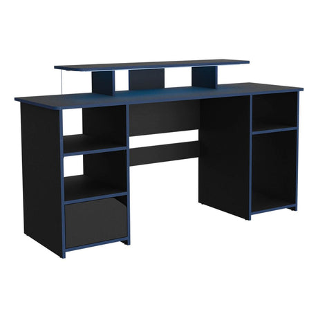 Escritorio Gamer Keria Wengue 157 cm con Entrepaño para Pantalla y Luz Led - Escritorios | Bylmo