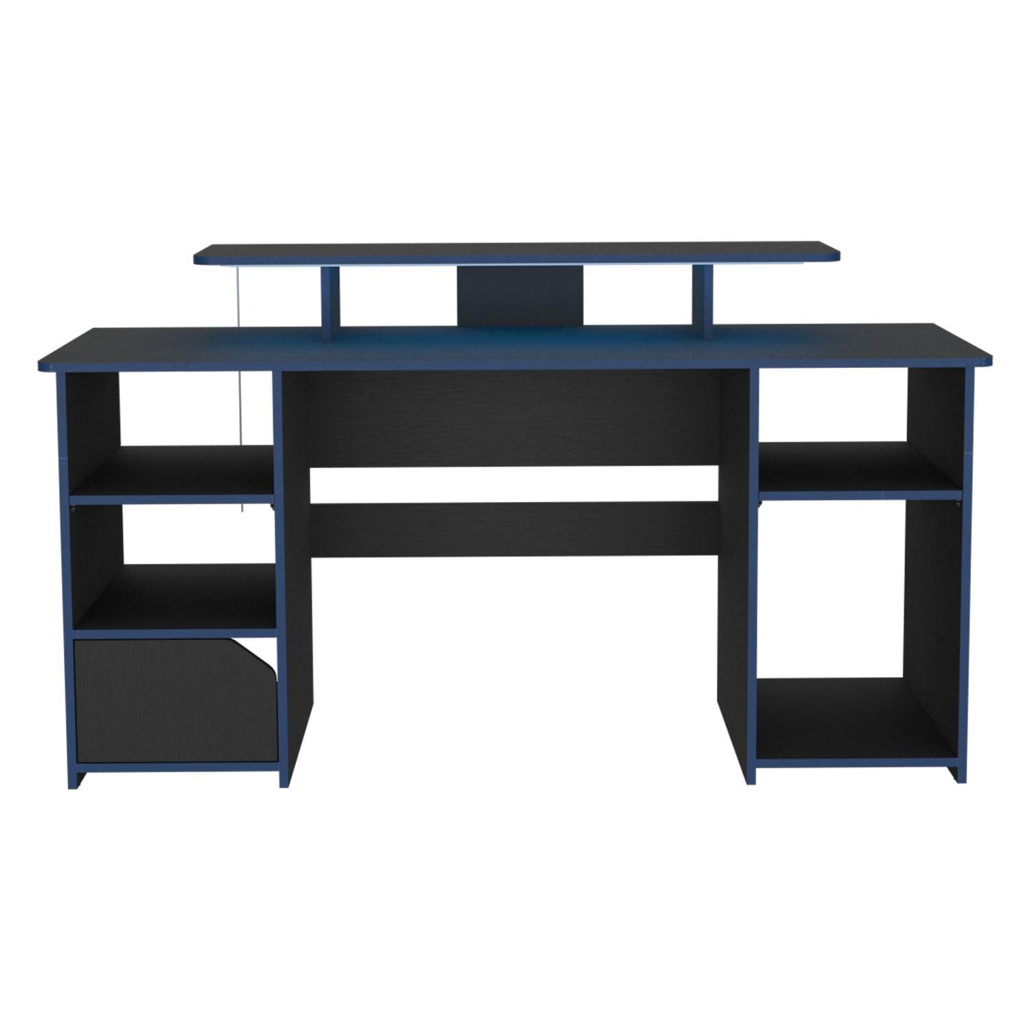 Escritorio Gamer Keria Wengue 157 cm con Entrepaño para Pantalla y Luz Led - Escritorios | Bylmo